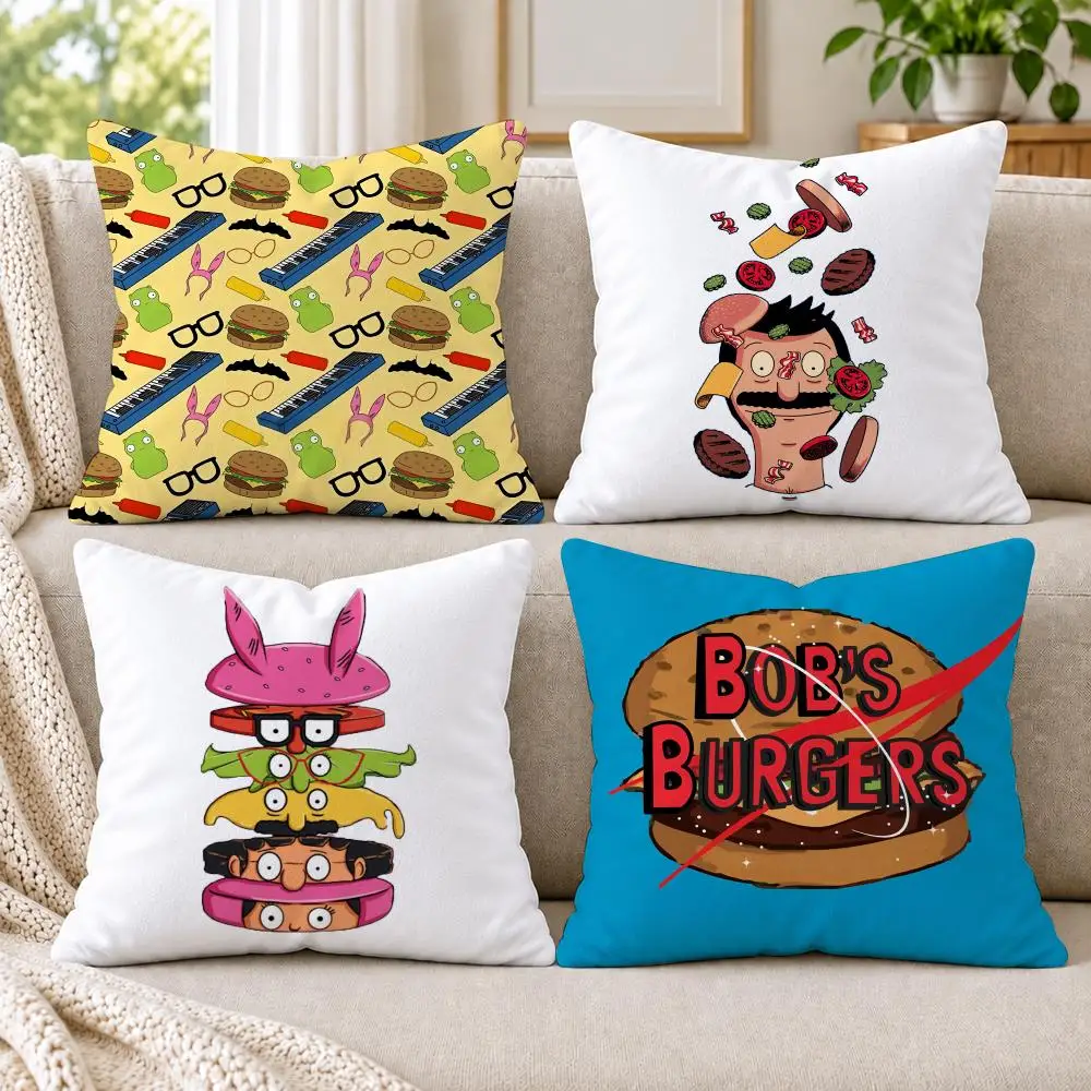 B-Bobs B-Burgers Cushion Cover Short Plush Double-Sided Printing Sofa Bedroom Pillow Case Aesthetic Home Decor