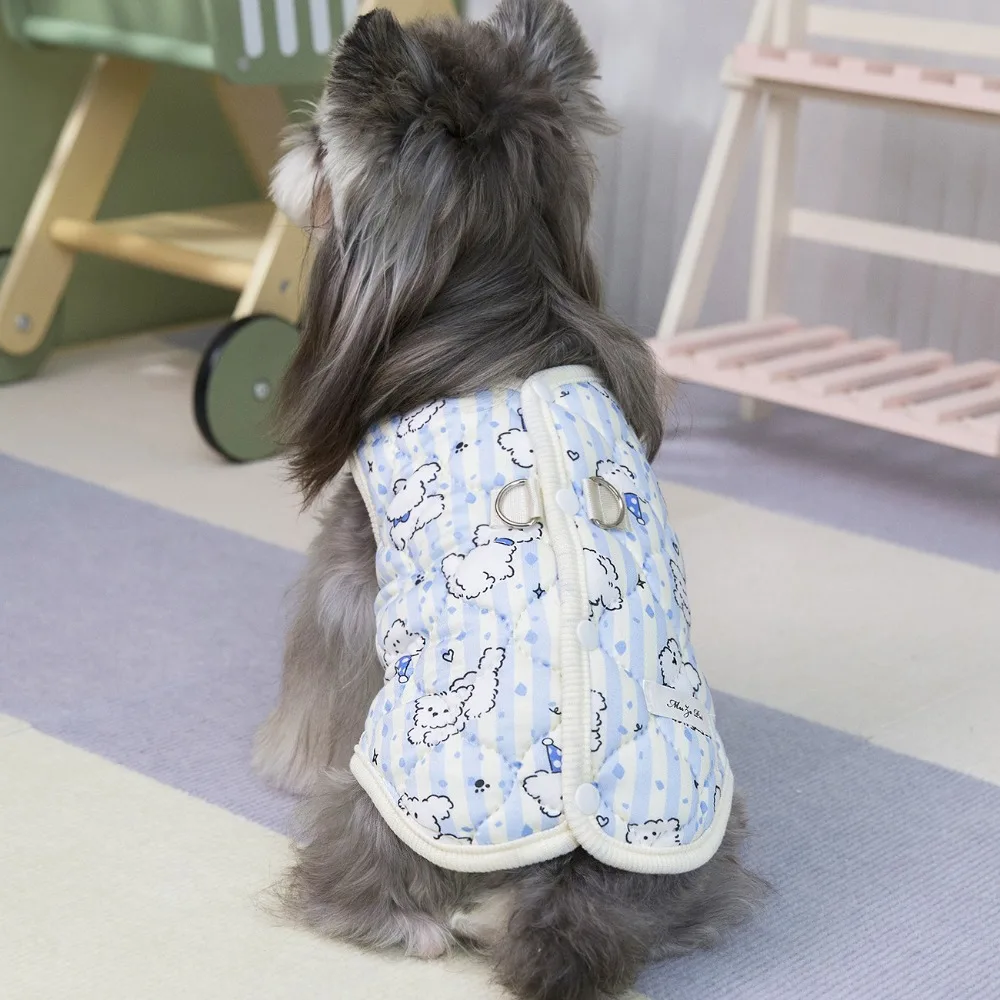 Thick Padded Pet Dog Clothes Sleeveless Back Opening Dog Winter Vest Snap Button Closure Soft Lining Cat Clothes Outdoor Wear
