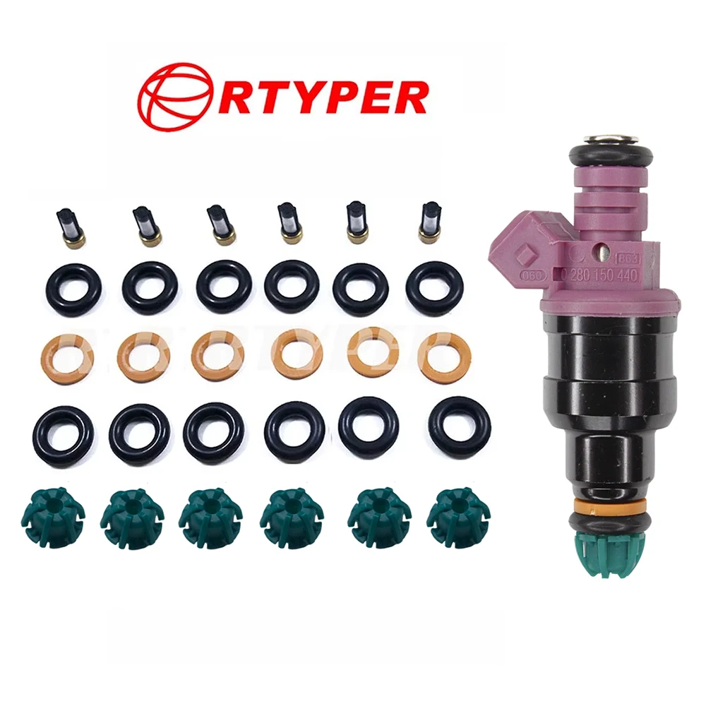 6 juegos de kits de reparación de inyectores de combustible 0280150440 0280150415 PARA BMW E36 328i M3 E39 Z3 M52 M52 B28 COMPATIBLE CON BOSCH