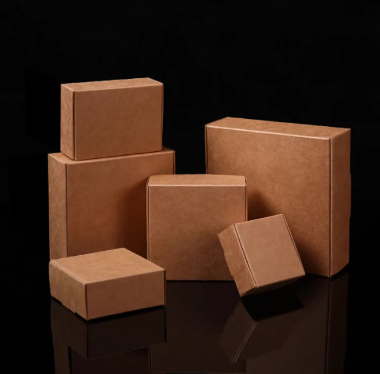 100PCS 350gsm Cardboard Kraft Paper Packaging Box DIY Blank Handmade Jewelry Soap Toys Custom Logo Gifts Folding Shipping Boxes