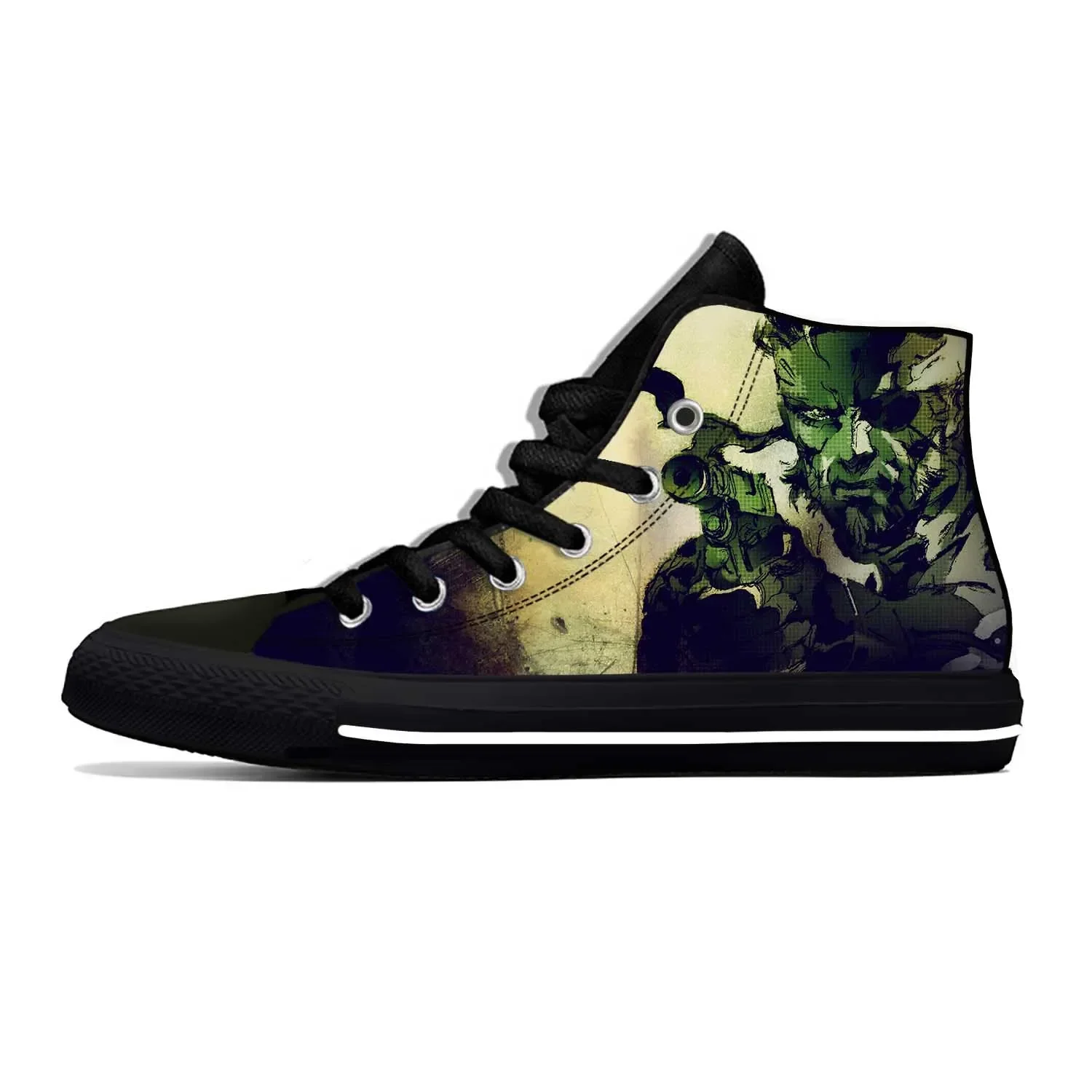 Summer Hot Anime Cartoon Game Metal Gear Solid Funny Casual Shoes High Top scarpe da tavola leggere Sneakers da uomo traspiranti da donna