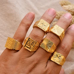 Dubai Gold Color Ring for Man Women  Arab Ring Copper Jewelry Middle Eastern Israel/Iraq/Oman Ring Gift