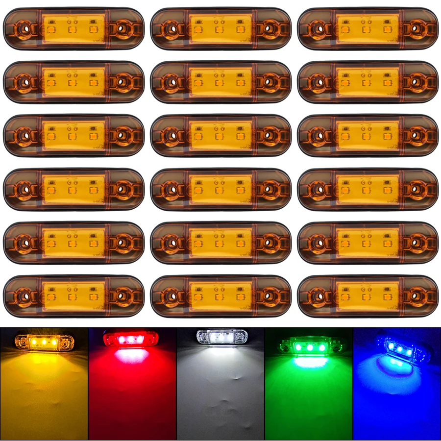 

12V 24V Universal 3 LED Side Marker Car Lights Indicator for Cars Trailer Trucks Boat Bus Caravan For Scania Truck Accessories