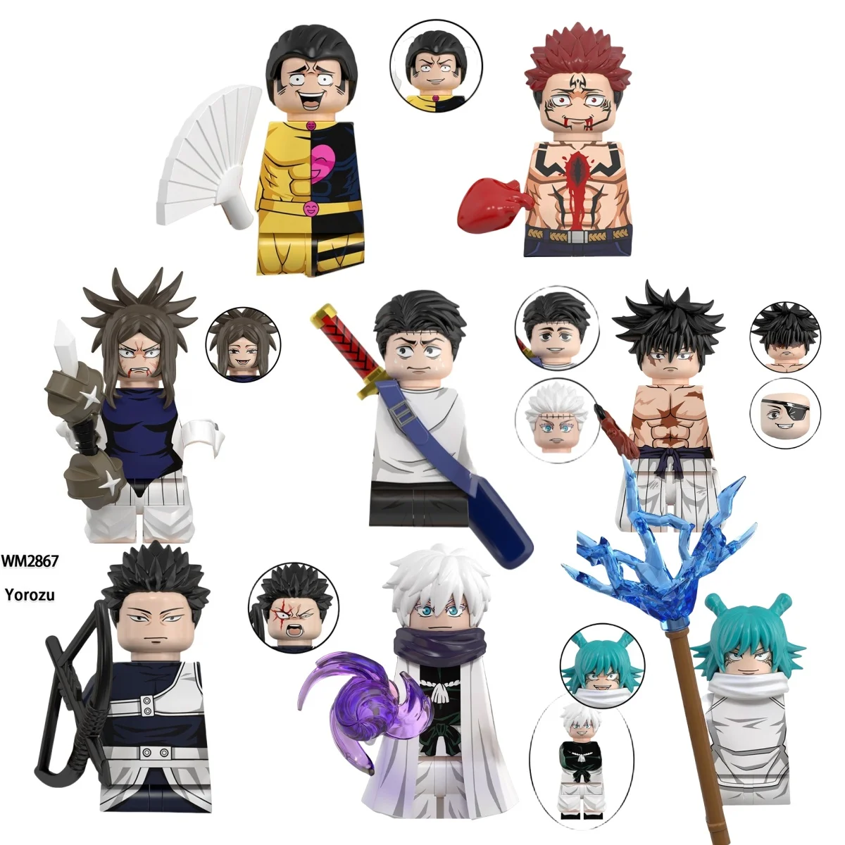Jujutsu Kaisen Anime dessin animé Gojo Satoru Itadori Yuj Fushiguro Megumi Okkostu Yuta blocs de construction Mini figurines d'action jouet pour enfants