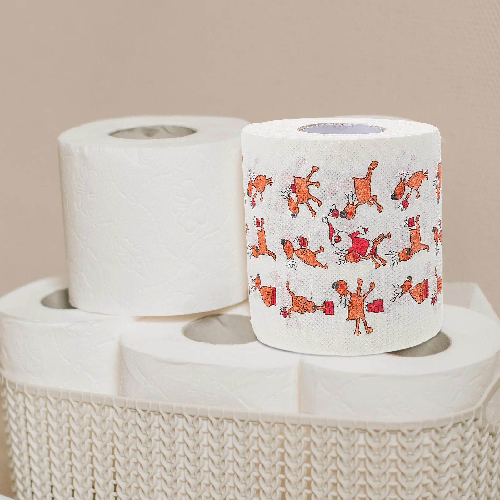 Papel higiénico navideño, tejido estampado navideño, suministros para el hogar, servilletas para decoupage, baño, estampado decorativo