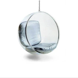 Chaise à bulles en acrylique transparent à la mode avec support, coussin rond en argent, haute qualité, imperméable, épais, simple, extérieur