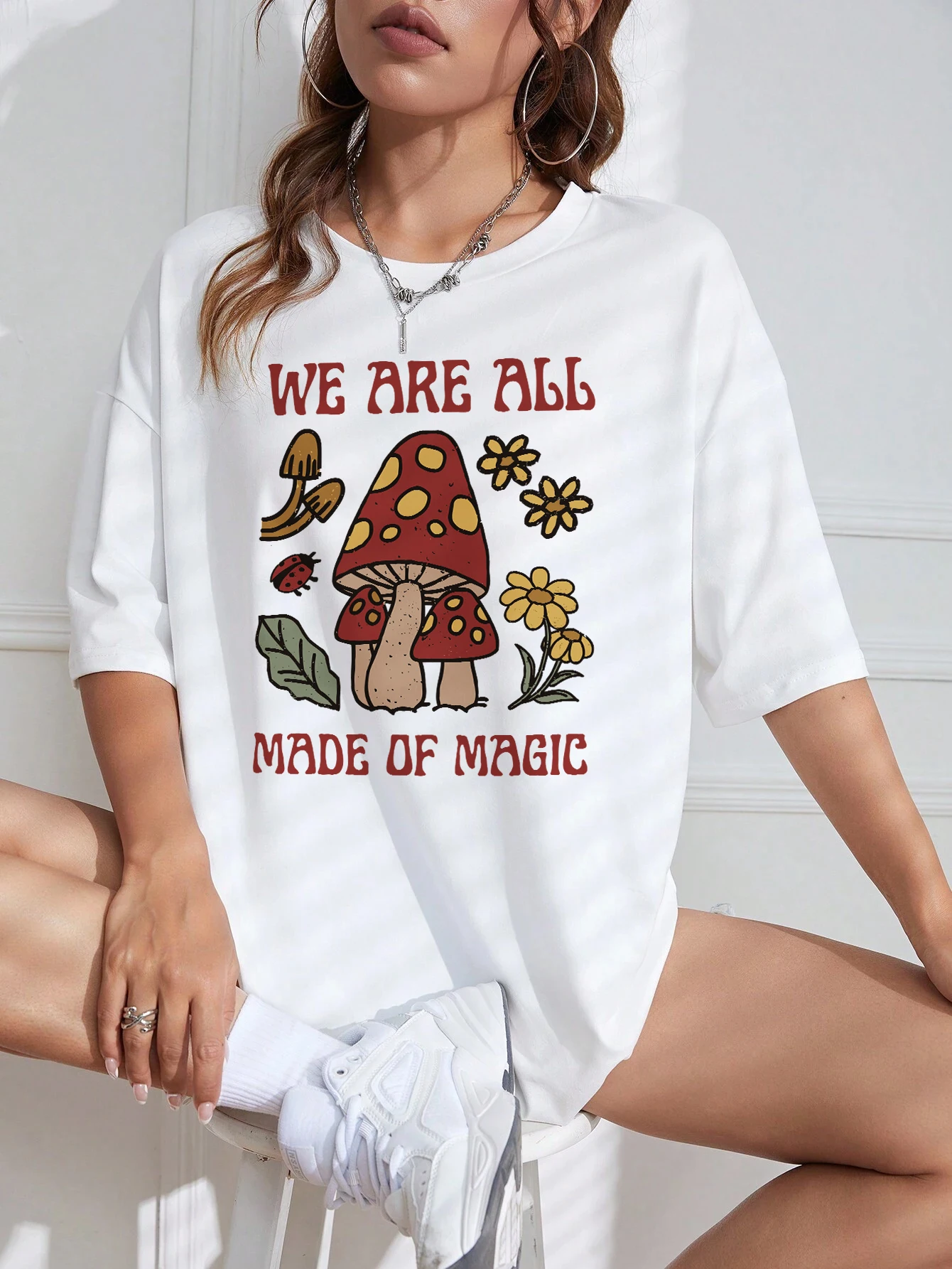 We Are All Made Of Magic Printing Female Tshirt Street Breathable T Shirt Soft Fashion Short Sleeve Oversized Sport T Shirts