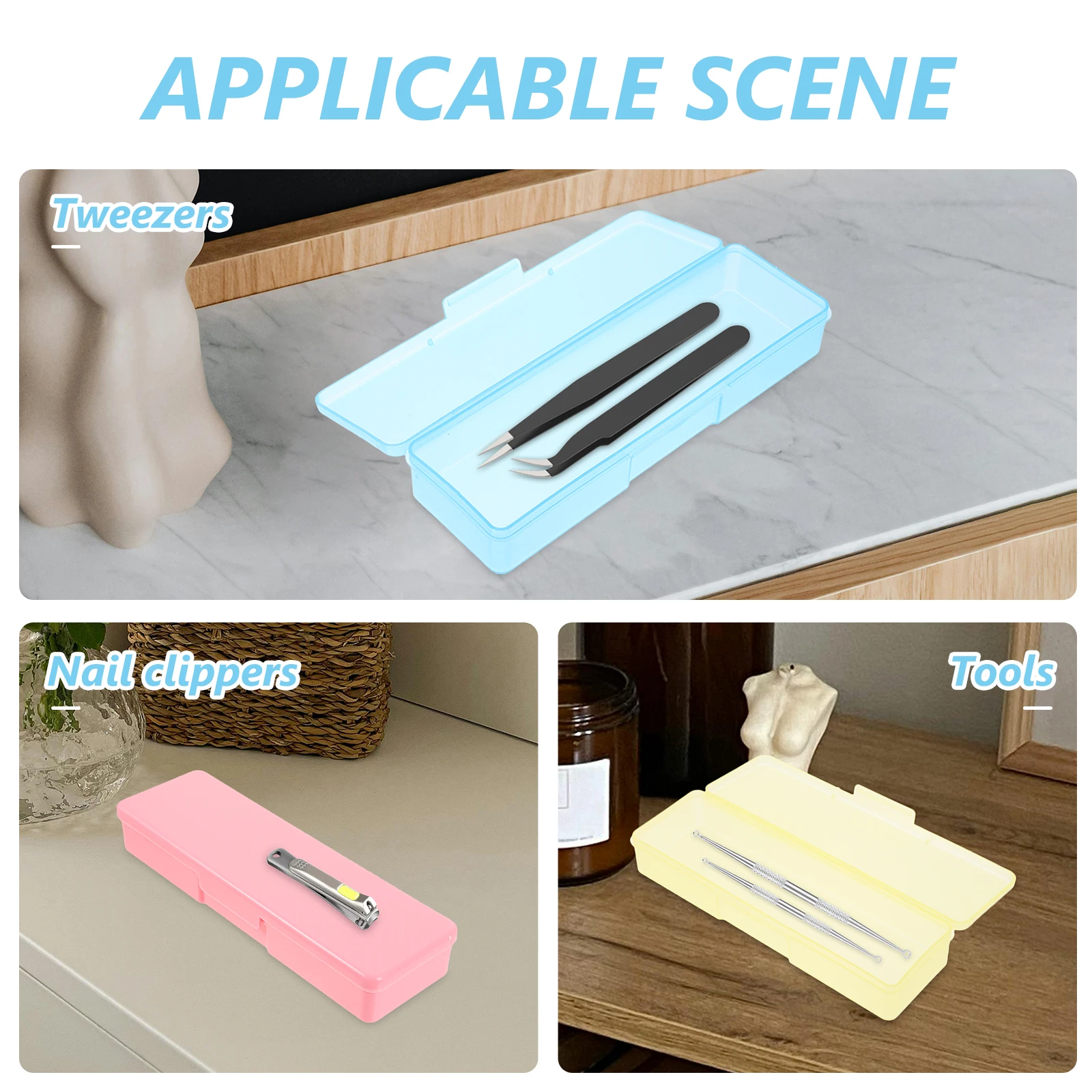 

5pcs Tweezer Storage Box Empty Lash Boxes Travel Case Eyelash Holder Organizer Pink Transparent Yellow Blue Green Rectangle
