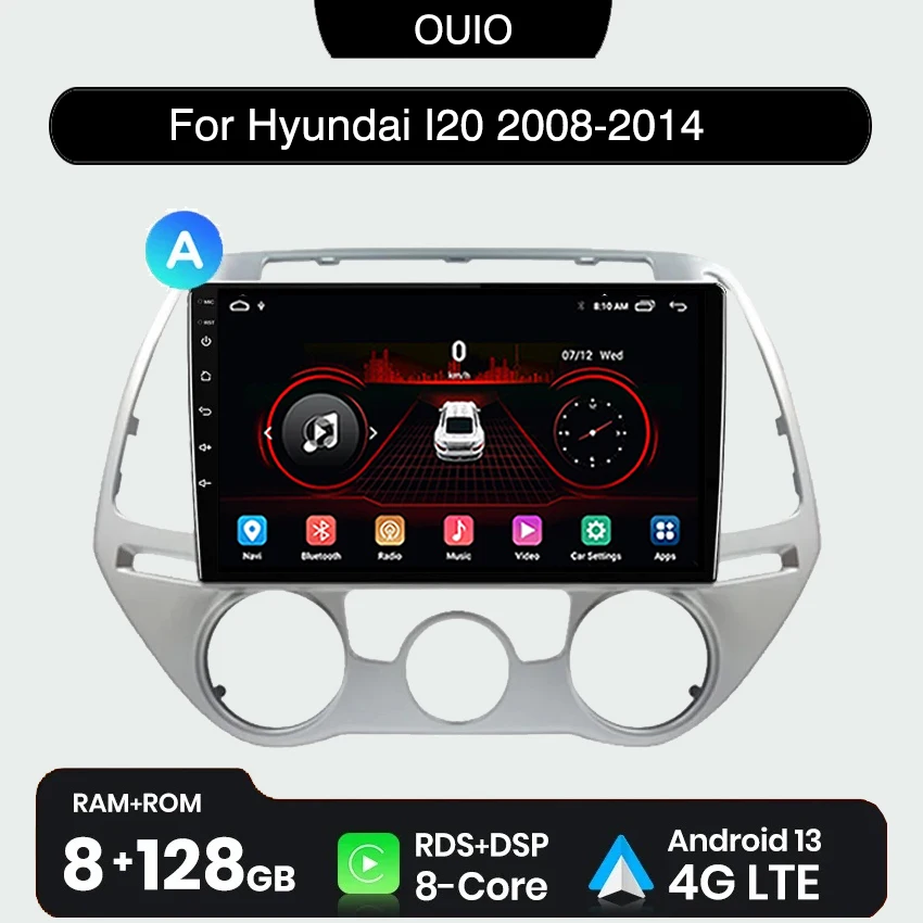 

4G Android 13 radio For Hyundai I20 2008 2009 2010 2012-2014 Car stereo Multimedia Player Carplay Auto GPS navigation 2DIN DSP