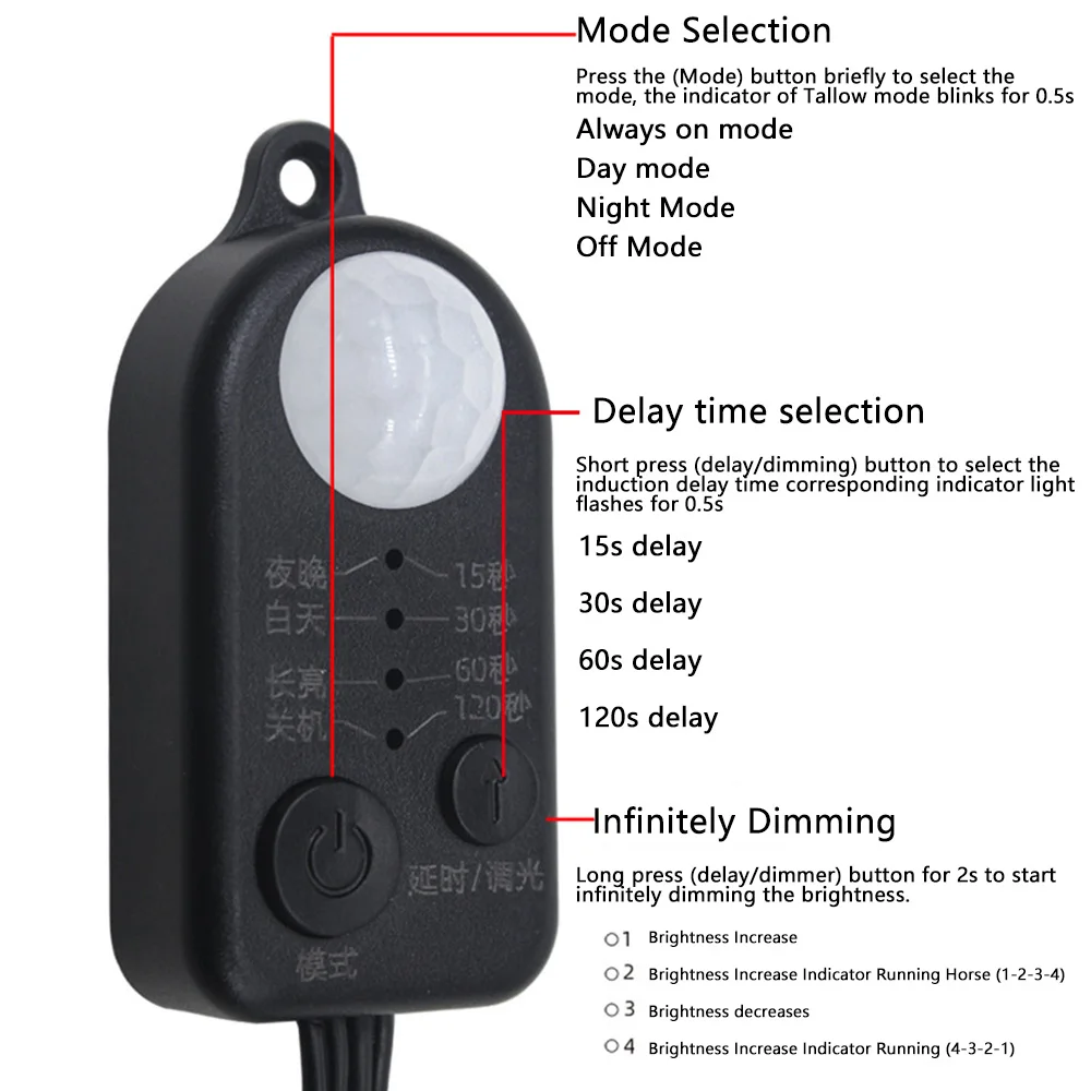 DC 5V-24V USB DC 동체 적외선 PIR 모션 센서 스위치 인체 모션 센서 감지 스위치 LED 램프 자동