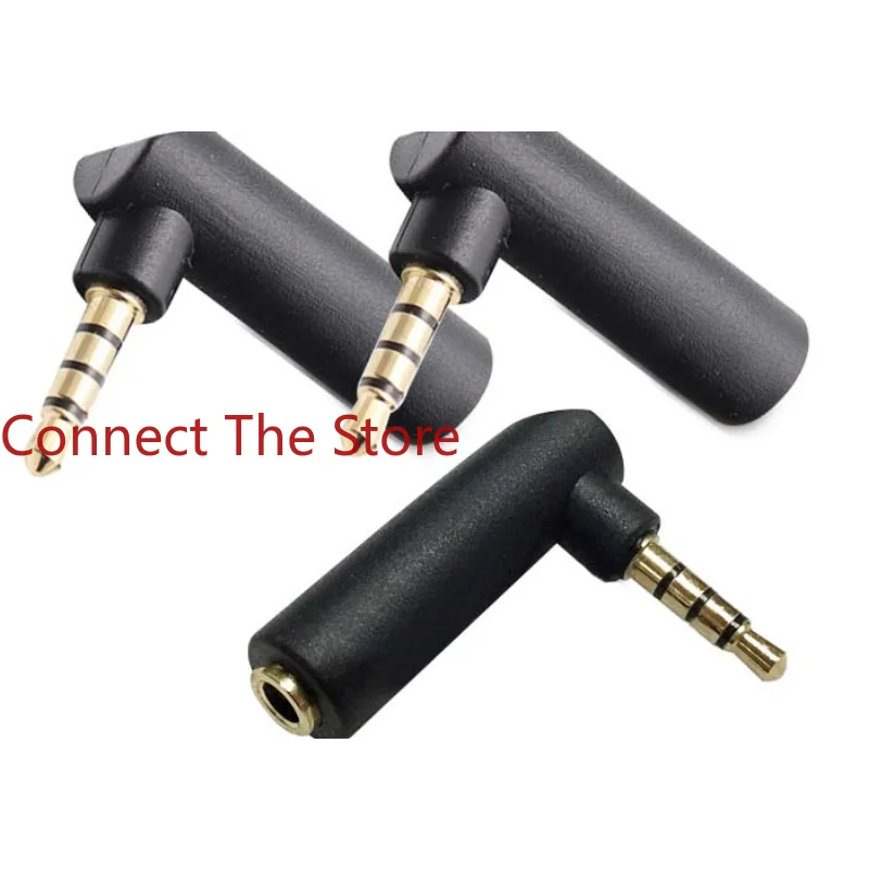 3PCS Headphone Adapter Male To Female 90 Degree L Type 3.5mm Right Angle    Elbow Four-stage Audio Nickel Plating