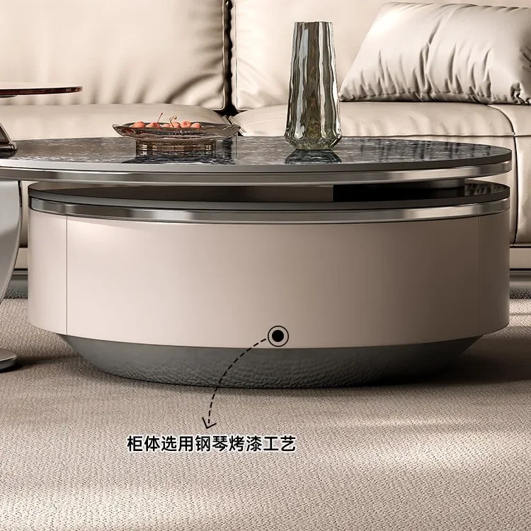 Mission Stone Top Cocktail Table Foldable Design Compact Size with Shelves Non-Toxic Material Easy Clean for Family Room
