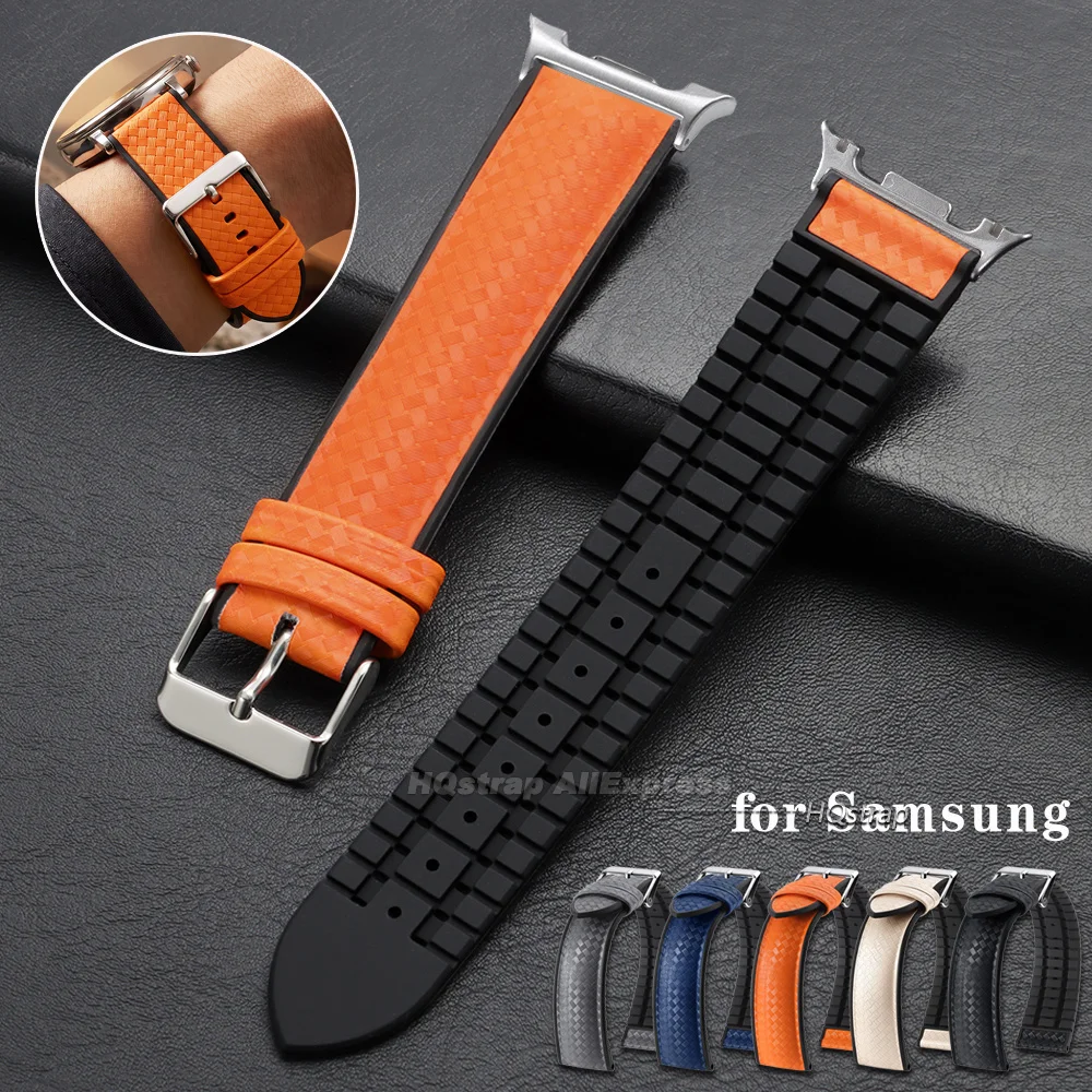 Bracelet de montre en silicone et fibre de carbone pour Samsung Galaxy Watch 8 44mm 40mm 46mm, bracelet pour Galaxy Watch Ultra 47mm, bracelet sport