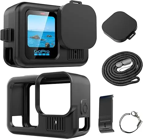 غطاء حماية من السيليكون الناعم + عدسة لهاتف GoPro Hero13 + مجموعة ملحقات الحبل - أسود #6