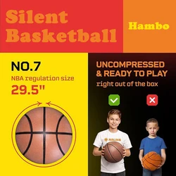Basquete saltando silencioso com bola de espuma macia, prática de drible interior, bola silenciosa, sem ruídos em casa, tamanho 7, 24cm