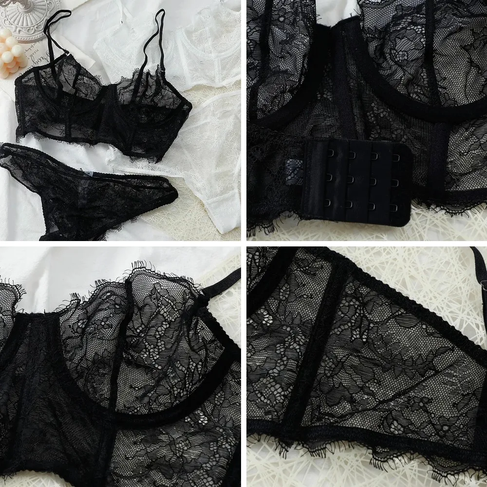 

Ultra-Thin Lace Bralette for Women, Sexy Transparent Underwear with Steel Ring, Pure Desire White Bra