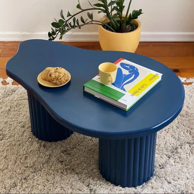 Nordic grass green cloud coffee table, special-shaped irregular wabi wind coffee table, household side table designer Roman