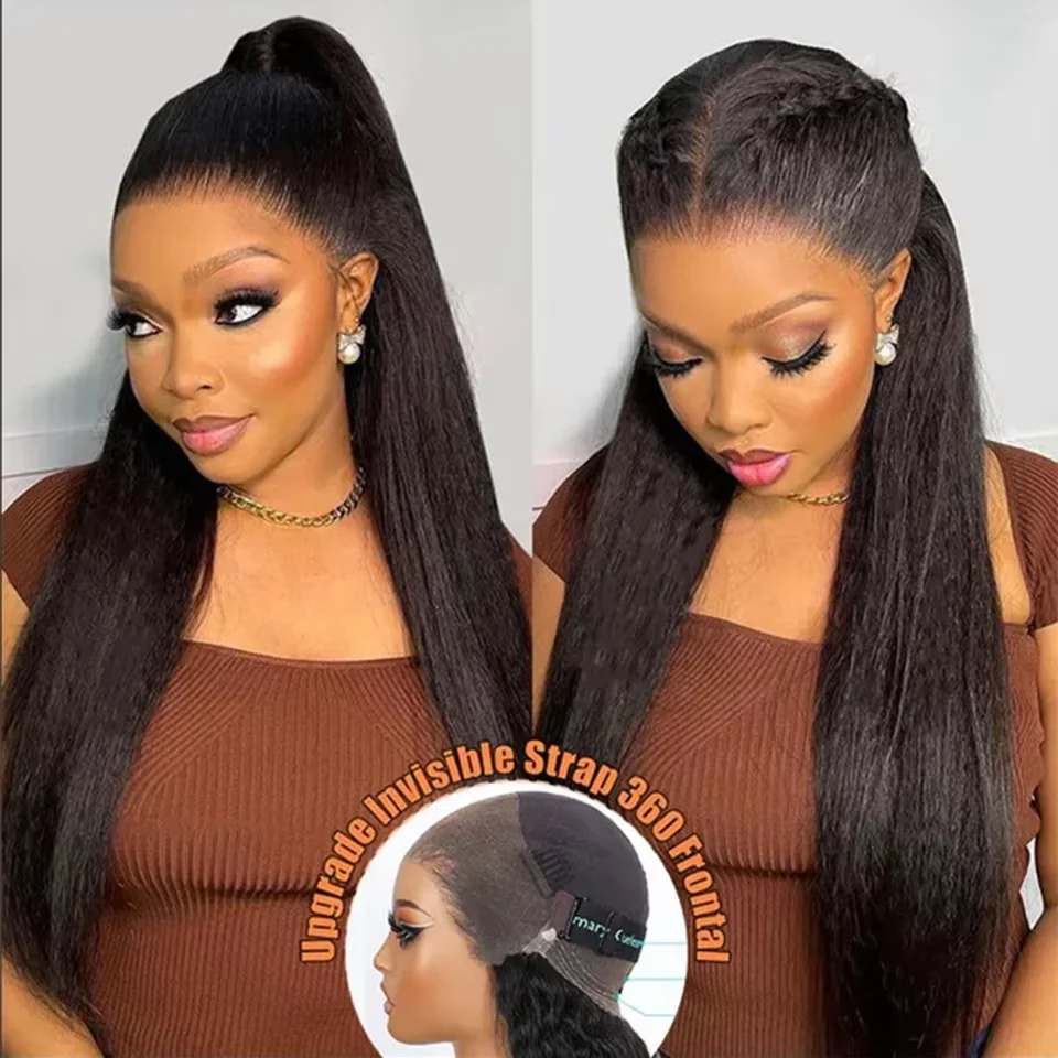 

360 Full Lace Frontal Wig 250 Density Brazilian Bone HD Transparent Lace Straight Human Hair Wigs For Black Women Pre Plucked
