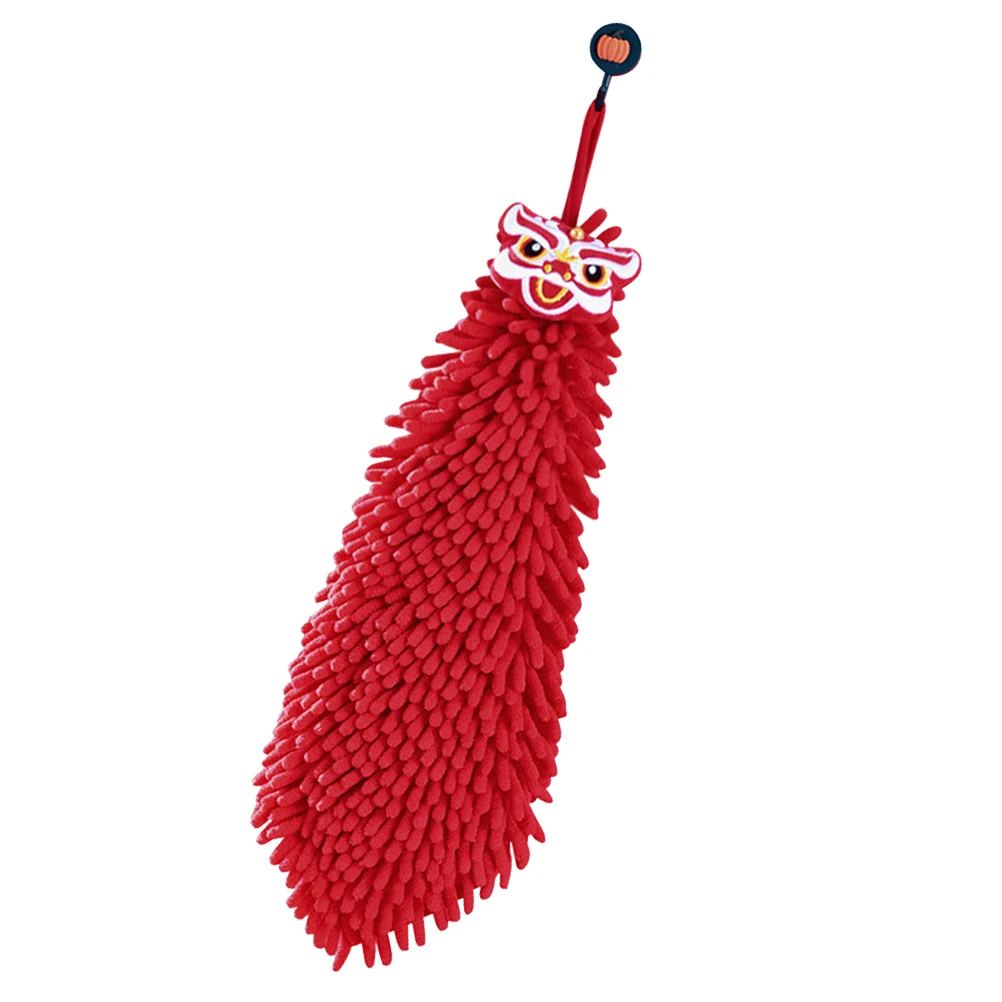 منشفة يد معلقة حمراء، منشفة مسح الشنيل سريعة الجفاف ماصة للحمام والمطبخ، مريحة للمنزل