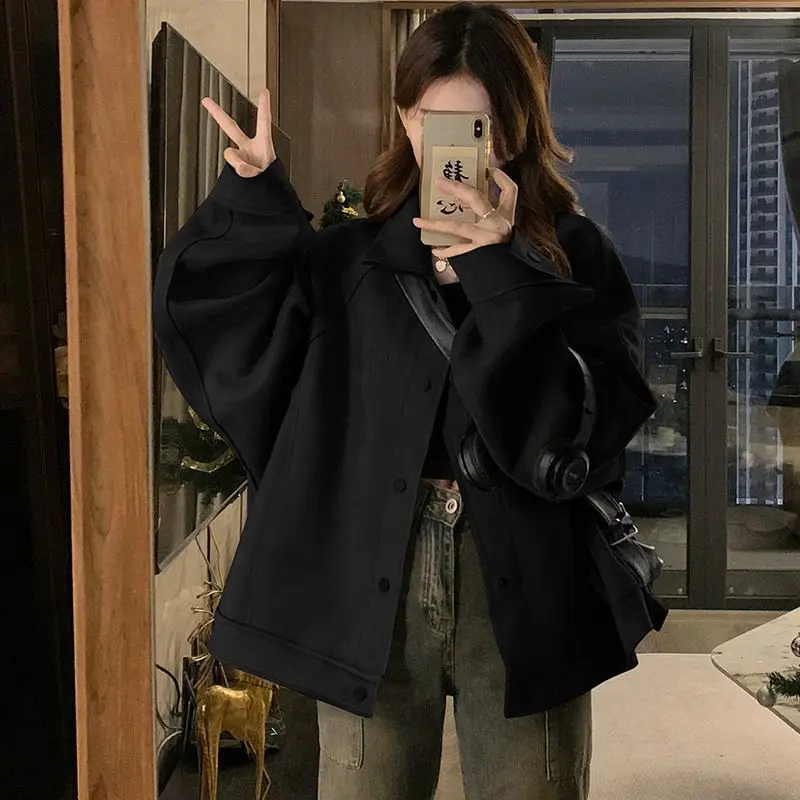 Bomber Jackets Womens Jacket Zipper Autumn Multi-Functional Multi-Pockets Patches Spliced Split Slouchy Baggy Loose-Fitting Wide