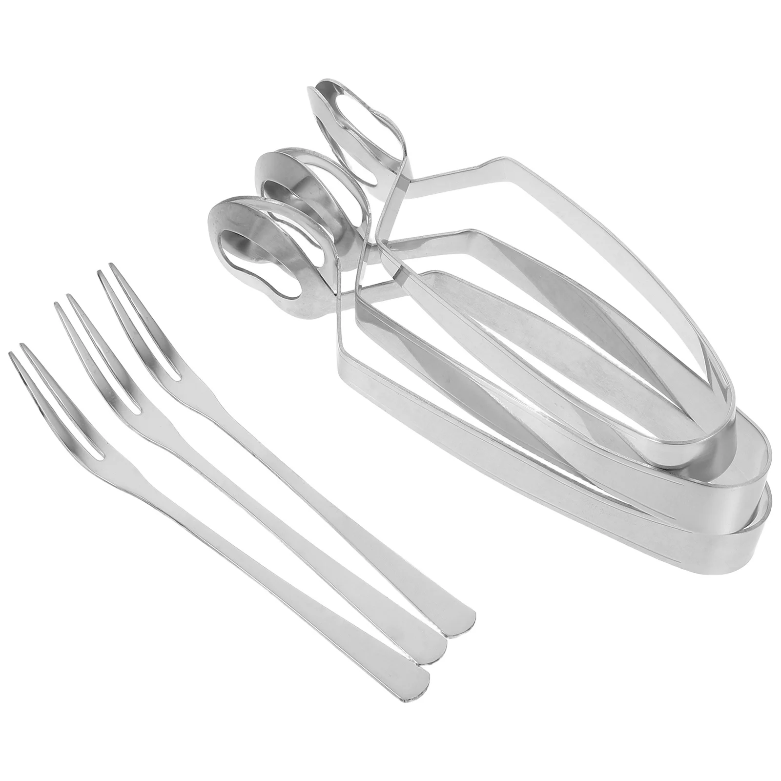 

3Sets Stainless Steel Snail Tong Fork Escargot Shellfish Tongs Heat Resistant Practical Food Serving Tongs