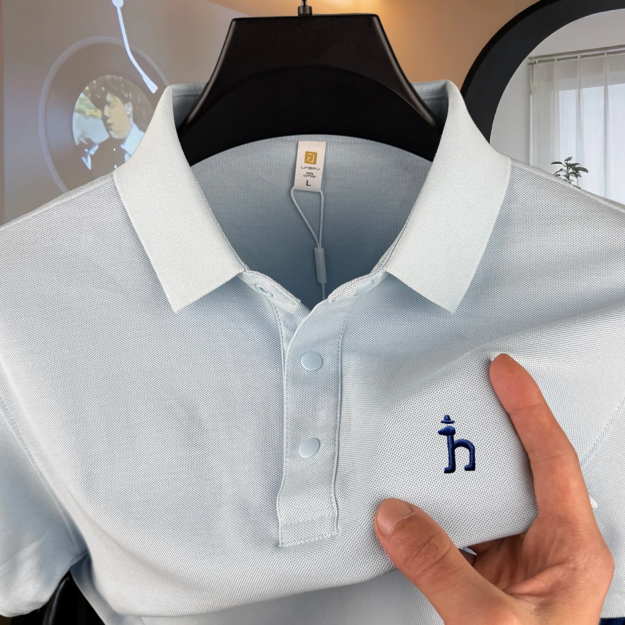 

Мужская футболка-поло из 100% чистого хлопка премиум-класса, летняя коллекция 2026, люксовая модная футболка с вышивкой собаки, для гольфа, повседневная