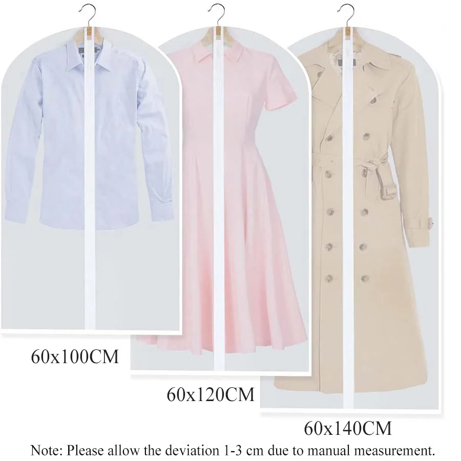 Clear Garment Suit Dress Cover Bag for Closet Storage Dust Coat Cover Gown Bags Shirt Protector with Zipper for Hanging Clothes - view 6