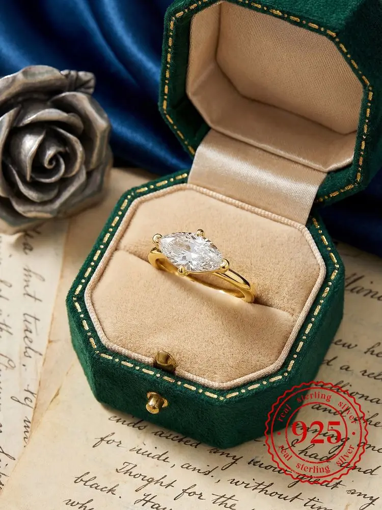 

925 Sterling Silver Zircon Marquise Ring For Women Engagement Wedding Anniversary Party Fashion High Quality Fine Jewelry