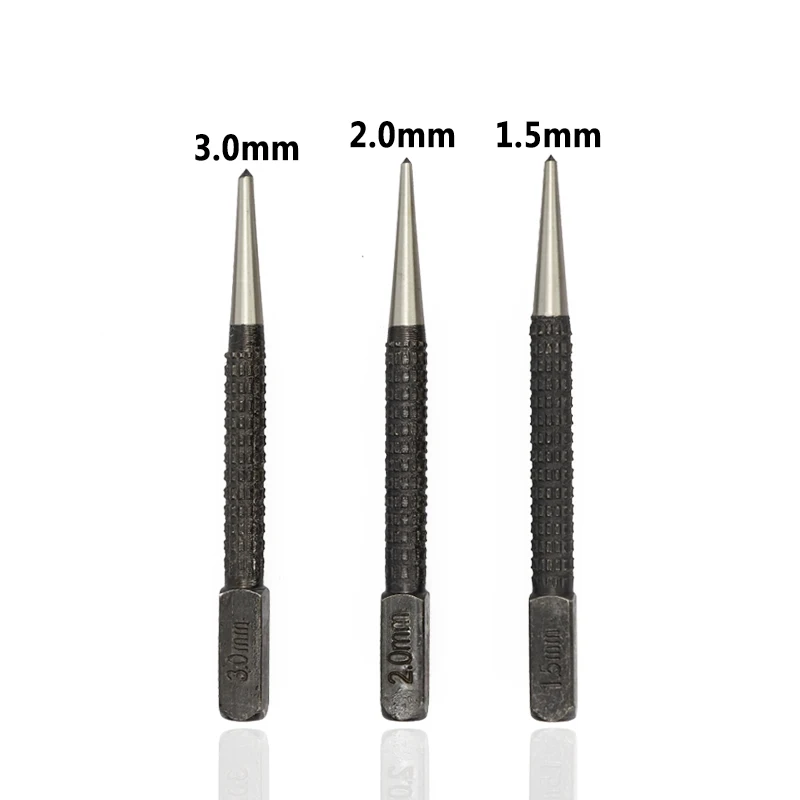 3pcs HSS Center Punch Stator Punching Automatic Center Pin Punch Spring Loaded Metalworking Drilling Tool Center Drill Bit