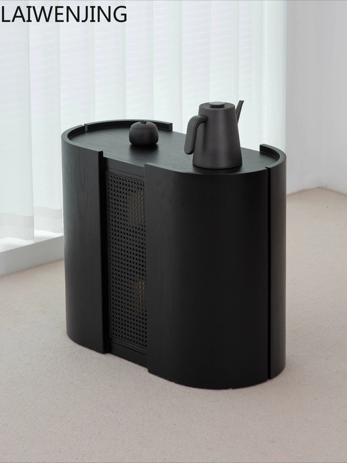 

HLZ Wabi-Sabi Style Black Integrated Kettle and Tea Cabinet Office Tea Table Side Cabinet Tea Side Cabinet
