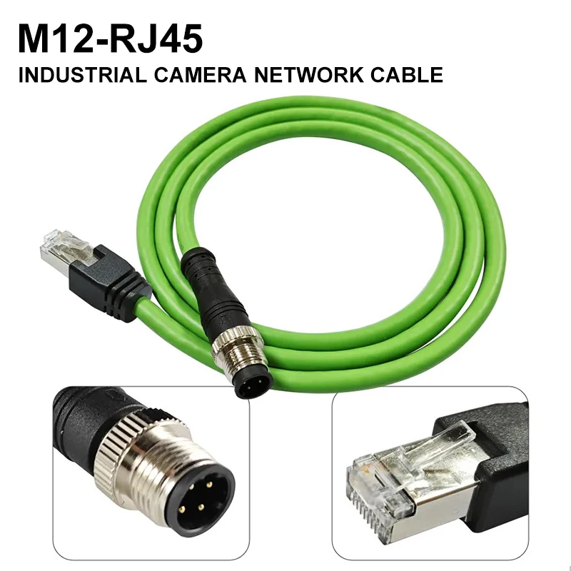 Industrial M12 4Pin D-Type to RJ45 Encoding Ethernet Cable Waterproof 4pin Ethernet Network Wire 4-core D-code Sensor Line 1-20M