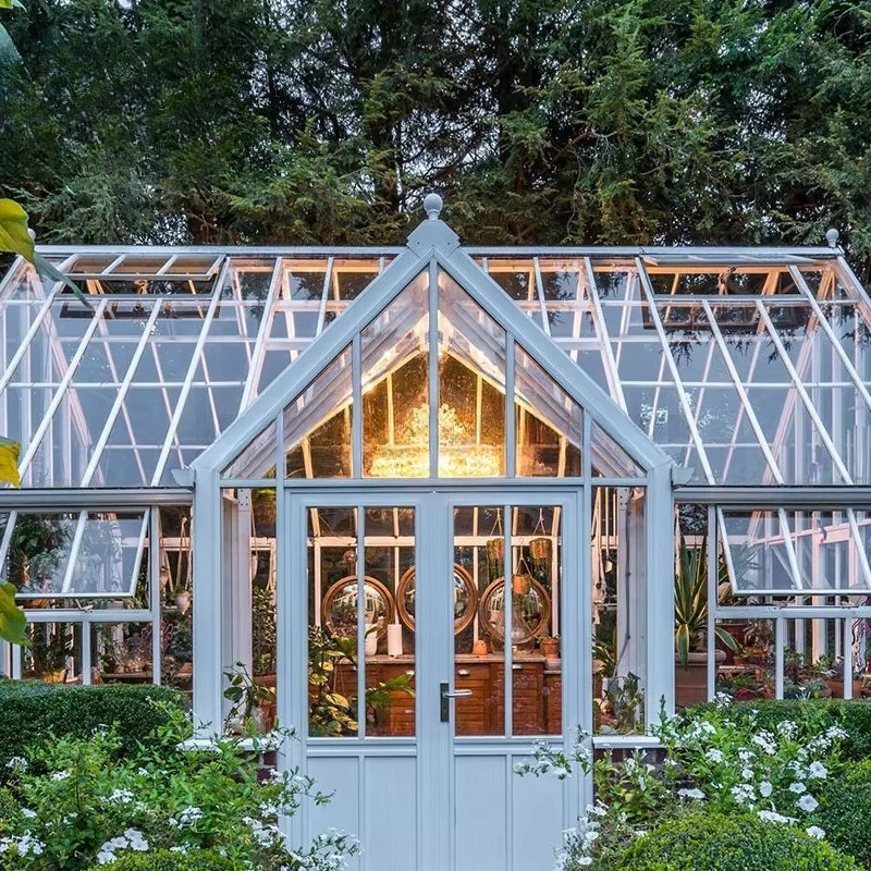 كبير المجلفن الصلب حديقة ديكور الدفيئة غرفة الشمس البولي كربونات إطار خشبي نمو النبات الزراعي الضغط الطبيعة #3