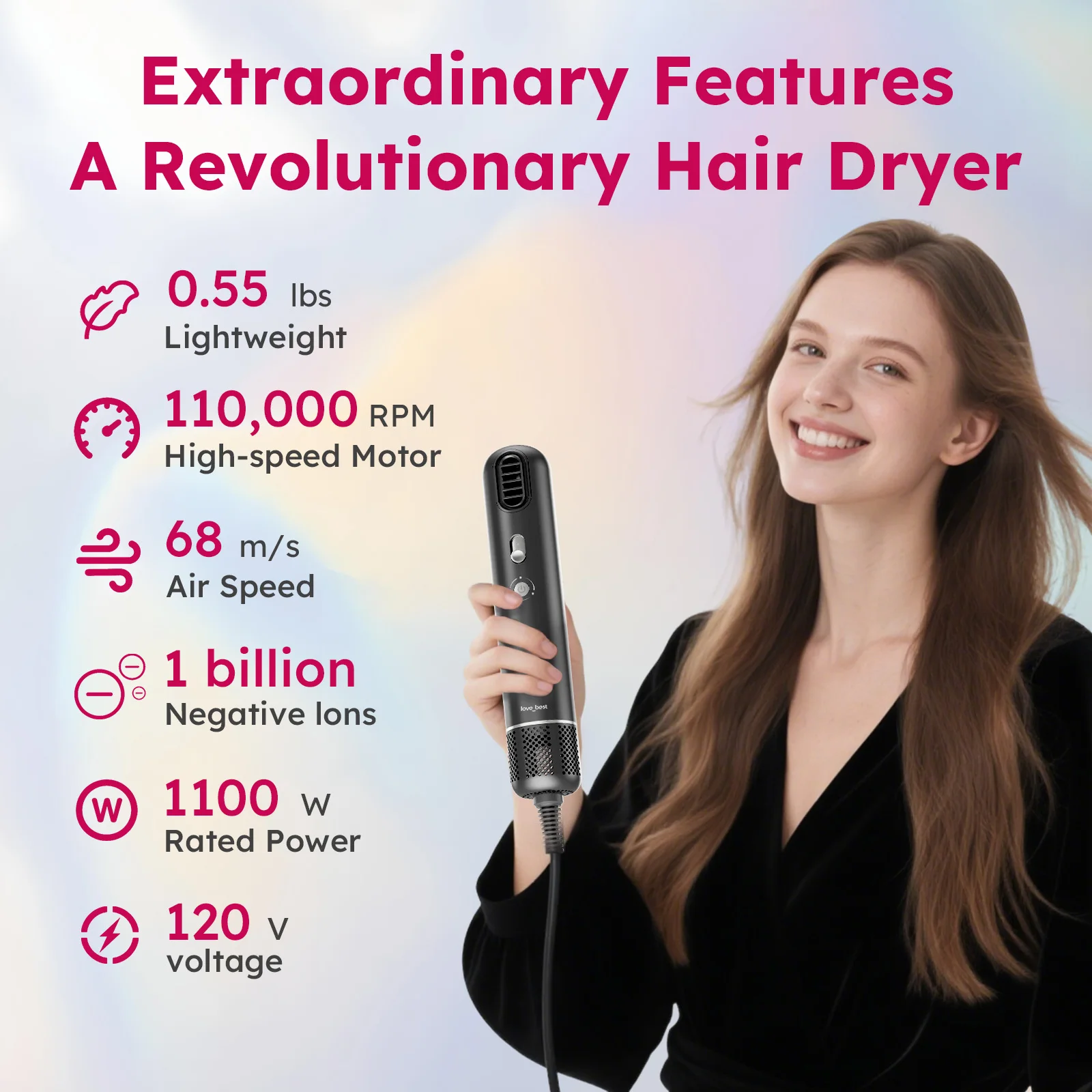 Tragbarer Reise-Haartrockner, leicht, schnell trocknend, kompakte Größe für Männer und Frauen