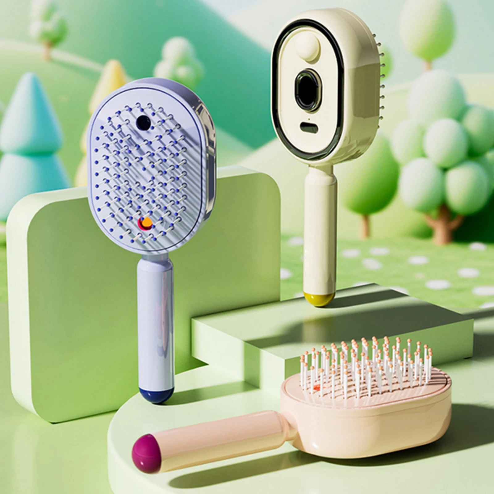 Electric Spray 2 In 1 Massage Comb Rechargeable Steam Oil Brush Anti Static Detangling Scalp Care Hair Comb (No Essential Oil)