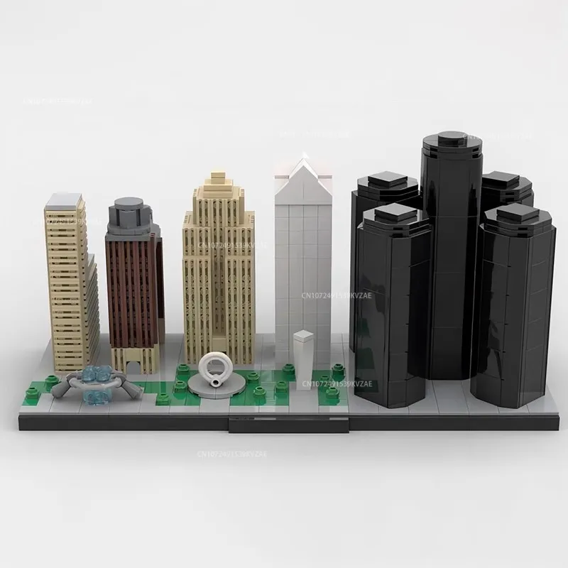 MOC City Skyline Series New York Detroit Philadelphia Bergen Cleveland City Architecture Decoration Building Blocks Toys Gift