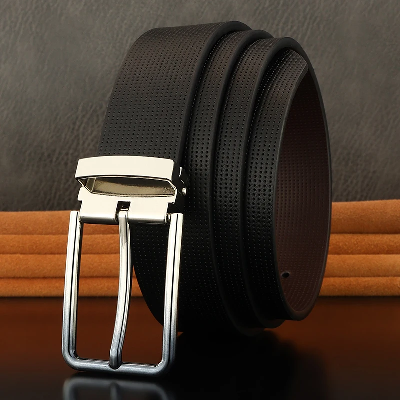 Fashion blue pin buckle belts men high quality brand luxury white genuine leather cowhide casual young boy jeans ceinture homme