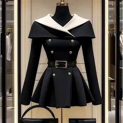2026 Spring Autumn NewShort Jackets Women's Black  Waist Coat Casual All-Match High-End Temperament Women's Coat Outwear Ladies