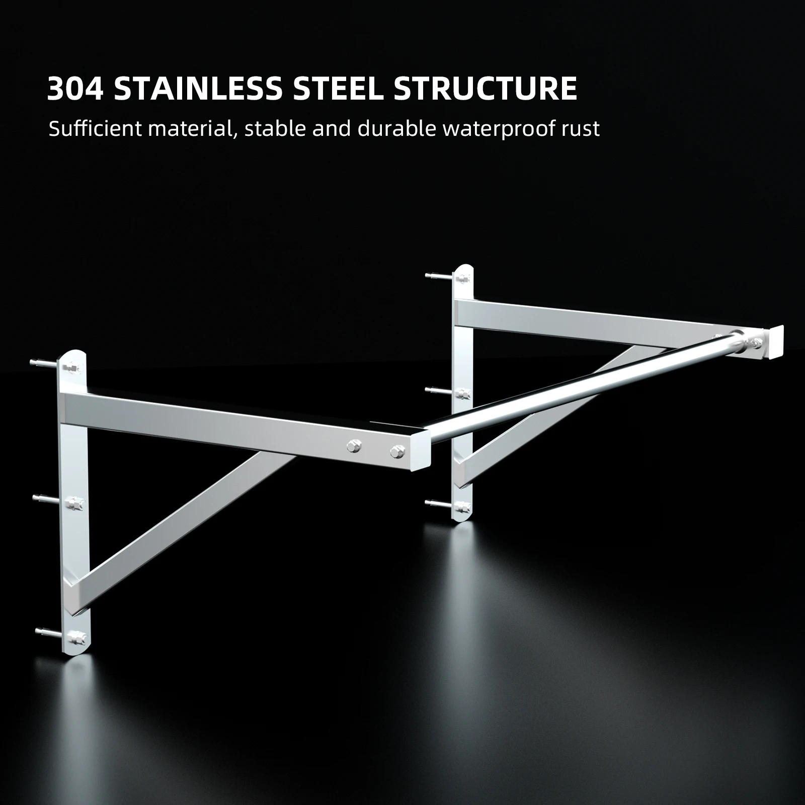 304 stainless steel Wall Mounted pull up bar Home Gym Chin Up Bar With More Stable 6-Hole Design Upper Body Workout Bar