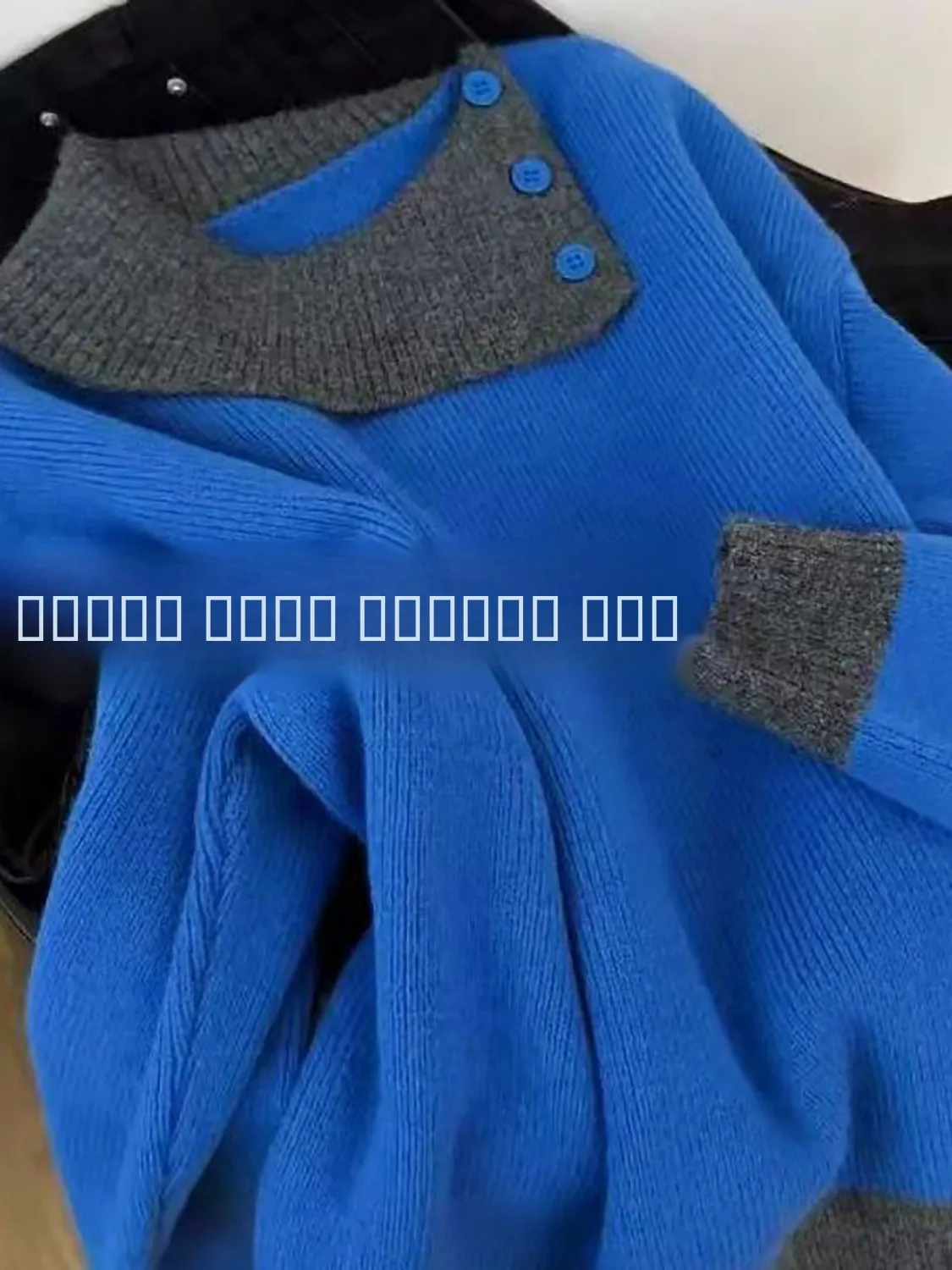 

Loose Fit Color Blo Knitwear Women's Autumn Winter New Sle Korean Faion Casual Blue Top Knitted Sweater Fem