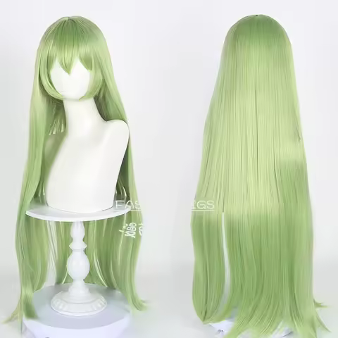 Anime Fate Enkidu cosplay green long wig C.C. shi tsu COS green long hair costumes