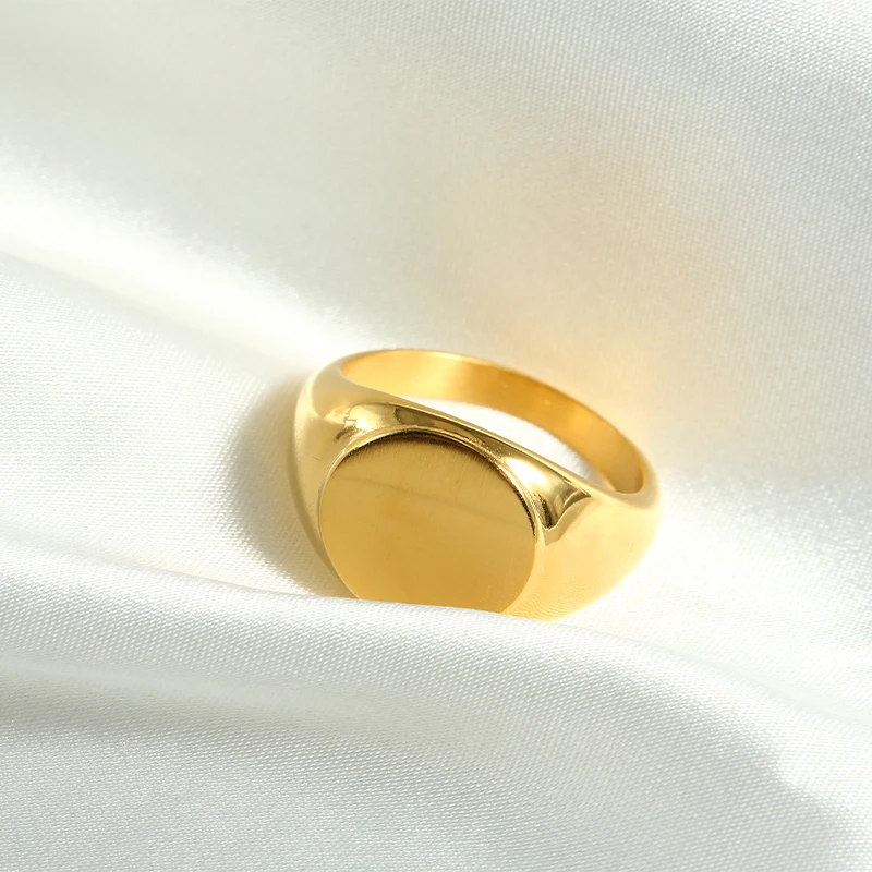 الروح الرجال خواتم للنساء الرجال كبيرة هندسية البيضاوي تصميم الذهب اللون التيتانيوم الصلب الزفاف الكلاسيكية بسيطة خواتم Signet مجوهرات