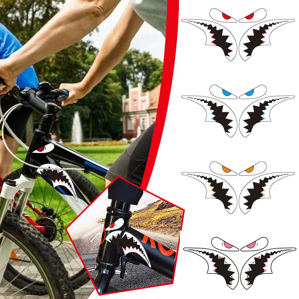 2 adesivi per bici Shark, decalcomanie in vinile impermeabili 3M per telaio MTB, decorazione per ciclismo fai da te resistente ai raggi UV