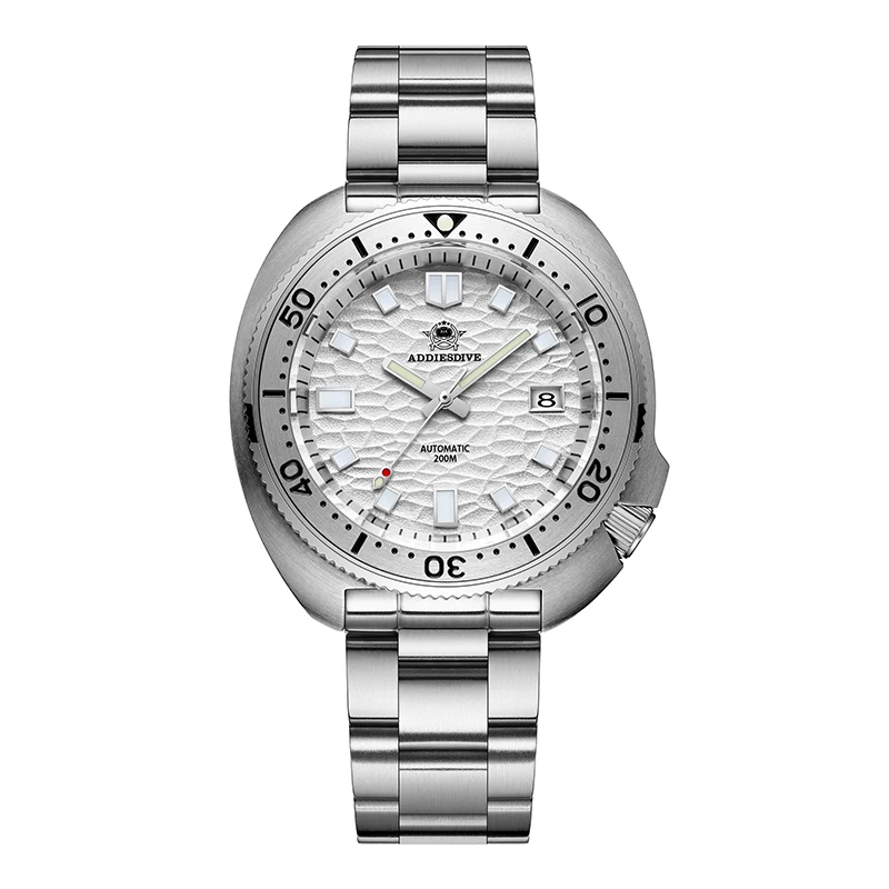 

ADDIESDIVE Sapphire Automatic Mechanical Watch Luminous Calendar Analog Watches Silver Waterproof Stainless Steel Diving Watches