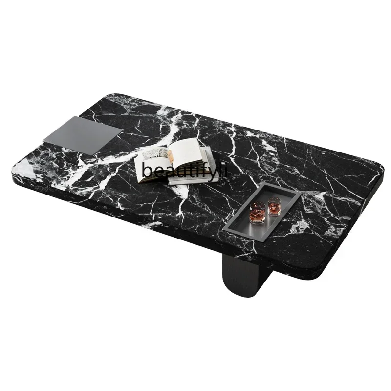 

New Italian marble coffee table high-end designer living room light luxury living room rectangular tea table