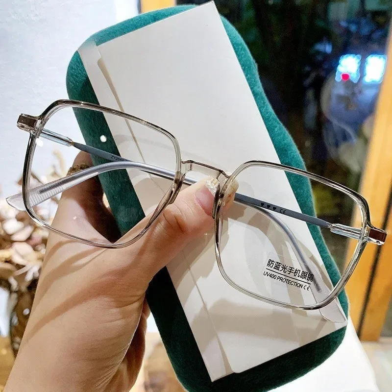 

Anti Radiation Large Frame Glasses Shades for Woman Man Transition Eyeglasses Korean Replaceable Lens Women