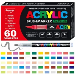 12-120 Colors Acrylic Paint Pens Markers Brush Tip Paint Markers For Rock Painting Wood Canvas Stone,Christmas Gift DIY Crafts