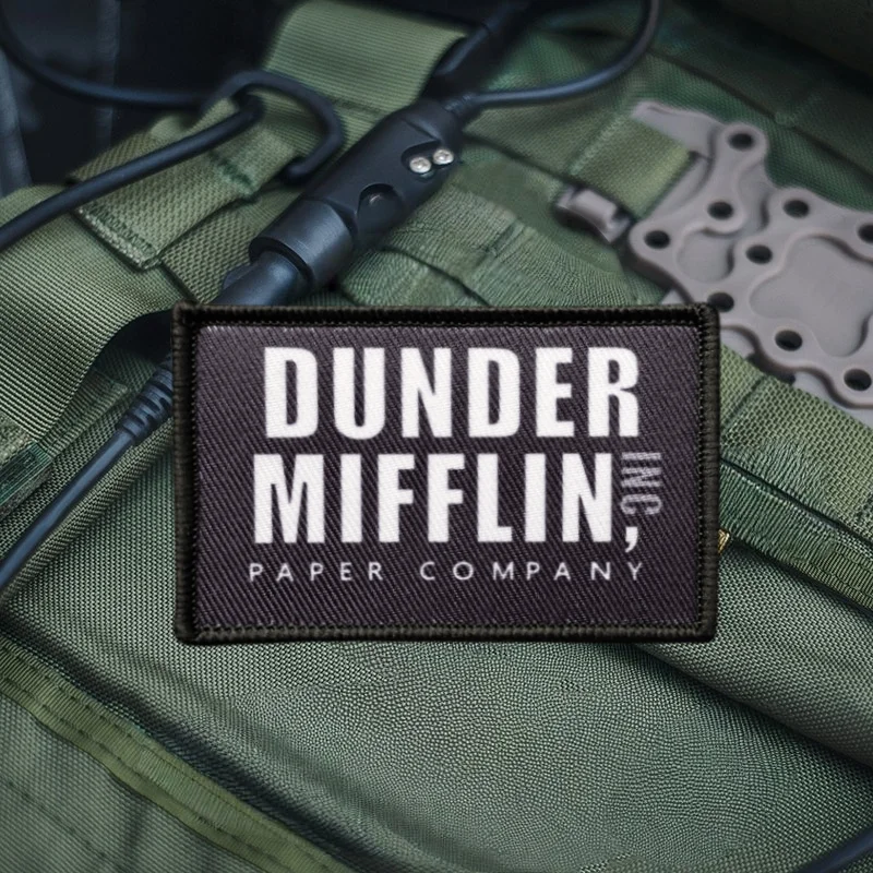 Parche estampado DONDER MIFFLIN, insignia de moral táctica militar con gancho y bucle, pegatina decorativa para mochila, parches para brazalete para ropa - imagen 2