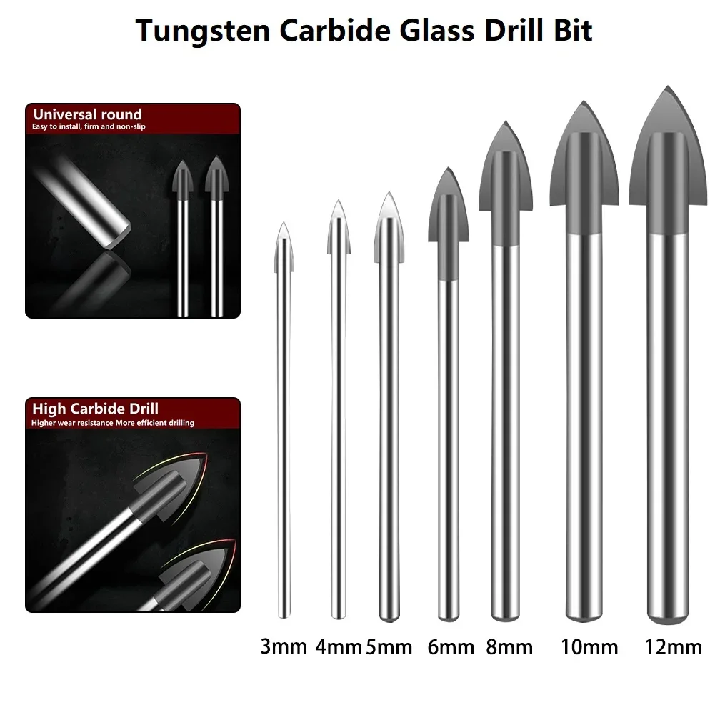 3-12mm Glass Drill Bit Tungsten Carbide Tipped Ceramic Tile Cutting Drilling Polishing Power Tool Drill Bit Set