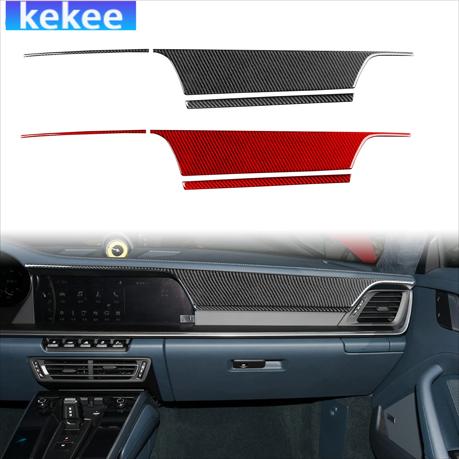 

For Porsche 992 911 2019-2024 Carbon Fiber Dashboard Co-pilot Storage Decorative Interior Car Accessories Cover Soft Stickers