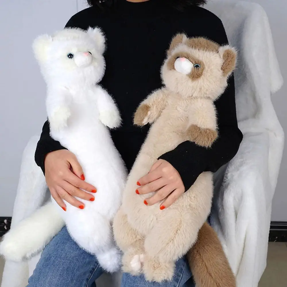 

Throw Pillow Stuffed Animal Ferrets Plush Toys Sofa Cushion Simulation Stuffed Ferret 52CM Kawaii Brown Mink Plush Kids Toy